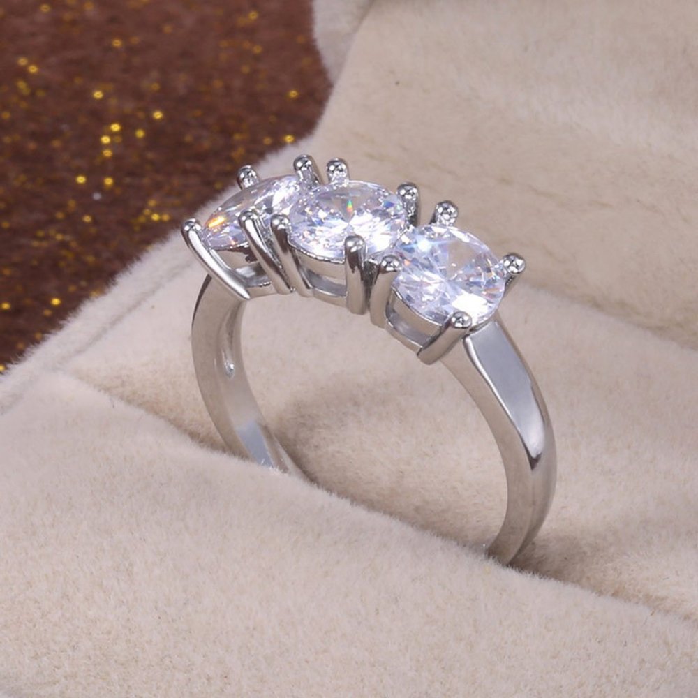 NEW 2PC/Set Round Diamond 925 Silver Ring 4 - Picture 6 of 8